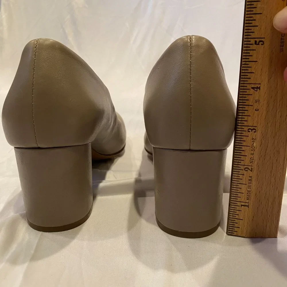 Elegant Taupe Block Heel Pumps - Picture 5 of 8